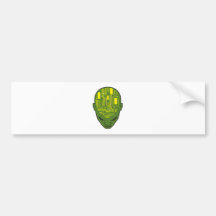 circuit board brain head yellow and green bumper sticker