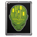 circuit board brain head yellow and green cover for iPad