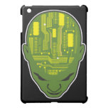 circuit board brain head yellow and green case for the iPad mini