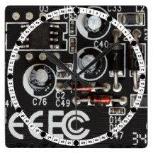 Circuit Board Square Wall Clocks