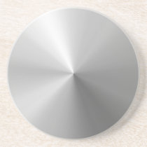 Circular Brushed Aluminum Textured Beverage Coaster