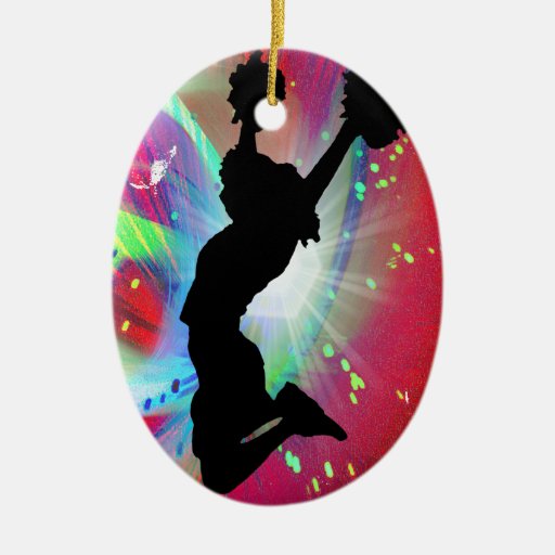 circular colorburst with cheerleader christmas tree ornament circular colorburst with cheerleader christmas tree ornament