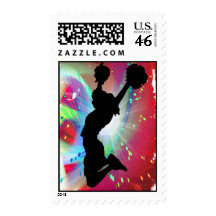 Circular Colorburst with Cheerleader Postage