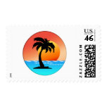 Circular Palm Tree Sunset Stamps