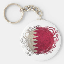 Circular Qatar Flag Key Chain