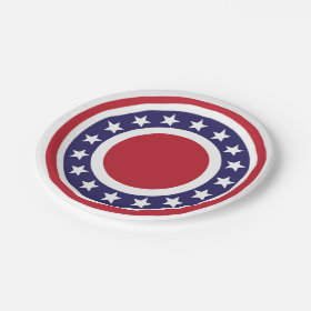 Circular Stars and Stripes July 4th Paper Plates 7 Inch Paper Plate
