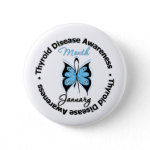 Circular Thyroid Disease Awareness Month Butterfly Pinback Button