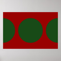 Círculos verdes en rojo poster