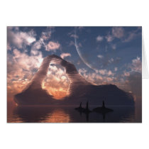 iceberg, sunset, orca, ocean, water, Card with custom graphic design