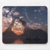 iceberg, sunset, orca, ocean, water, oceans, Mouse pad with custom graphic design