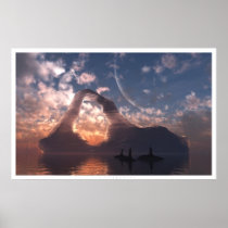 iceberg, sunset, orca, ocean, water, oceans, Poster with custom graphic design