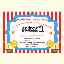 Circus 1st Birthday Party Invitation invitations