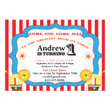 Circus 1st Birthday Party Invitation