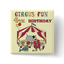 Circus 4th Birthday Tshirts and Gifts Button