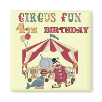 Circus 4th Birthday Tshirts and Gifts Magnets