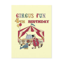Circus 4th Birthday Tshirts and Gifts Postcards