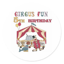 Circus 5th Birthday stickers