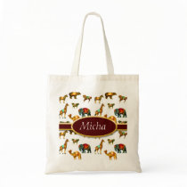 Circus Animal Fun Monogram Tote Bag