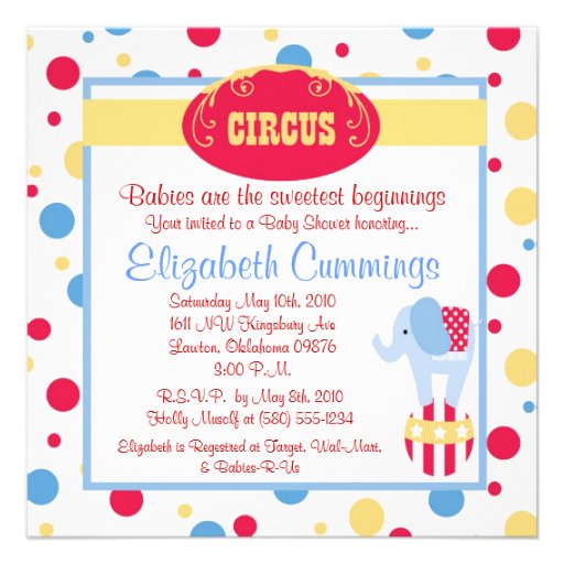 circus Baby Shower invite cute fun simple sweet
