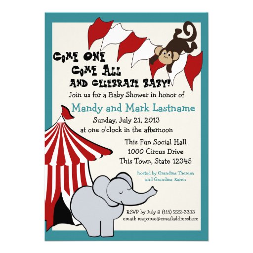 Circus Baby Shower Invites