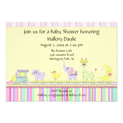 Circus Baby Train Baby Shower Personalized Announcement