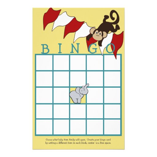 Circus Bingo Shower Game Stationery Zazzle