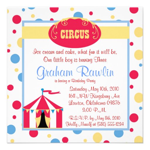 circus birthday party invite cute fun simple