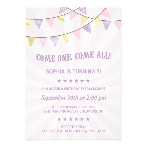 Circus Birthday Party Personalized Announcements