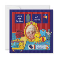 Circus Boys Photo 1st Birthday Party invitation