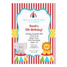 Circus Carnival Big Top Birthday Invitations