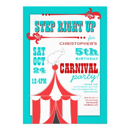 Circus Carnival Birthday Party Big Top  Invitation