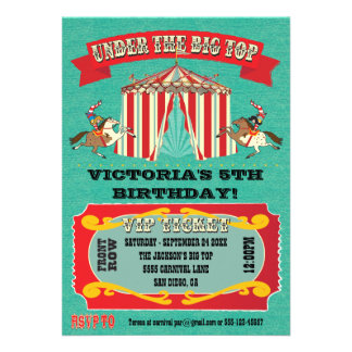 Carnival Birthday Party Invitations on Circus Carnival Birthday Party Invitation