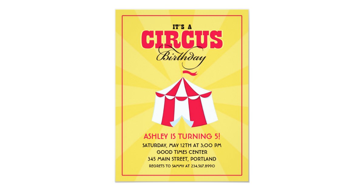 Circus Carnival Birthday Party Invitation Zazzle