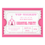 Circus Carnival Birthday Party Ticket Invitation