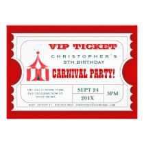 Circus Carnival Birthday Party Ticket Invitation invitations