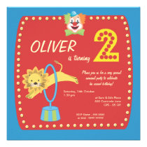 Circus Carnival Clown Second 2nd Birthday Party Invite
