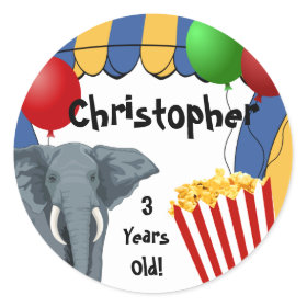 Circus Carnival Custom Birthday Classic Round Sticker