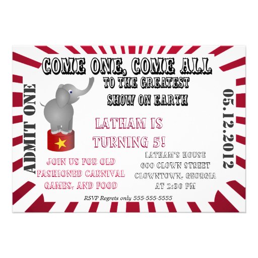 Circus/Carnival Invitation