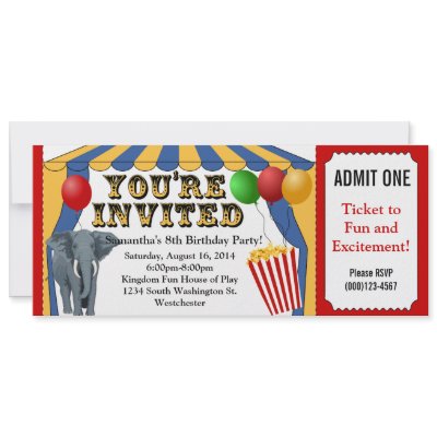 circus carnival ticket custom