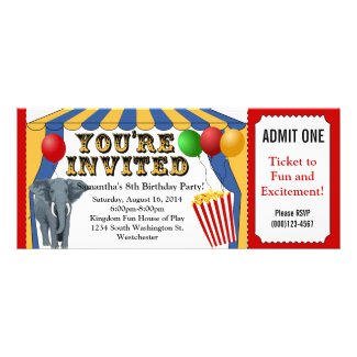 Circus Carnival Ticket Custom Invitations