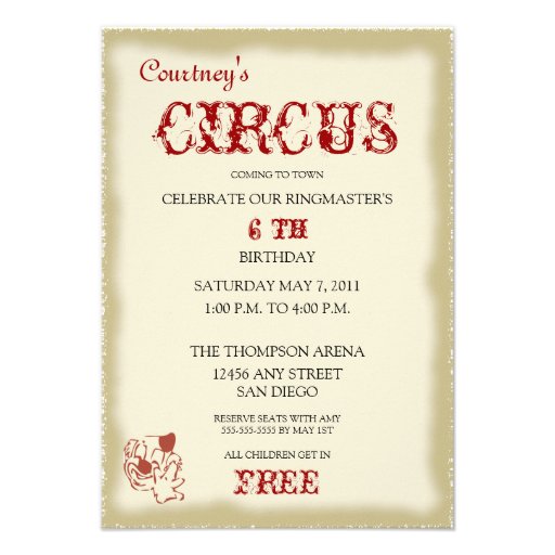 Circus Childrens Birthday Party Invitation