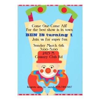 personalized kids party invitations and favors clown upside down