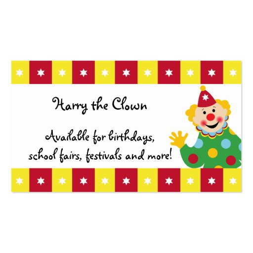 Circus Clown with Stars Business Card