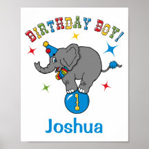 Circus Elephant 1st Birthday Print