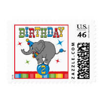 Circus Elephant 2nd Birthday Postage Stamps