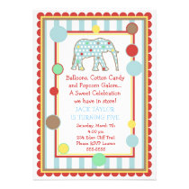 Circus Elephant Birthday Invitation invitations