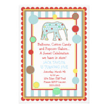 Circus Elephant Birthday Invitation