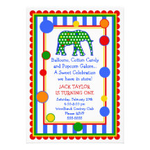 Circus Elephant Birthday Invitation- Primary