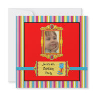 Circus Elephant Boys Photo 4th Birthday Party invitation