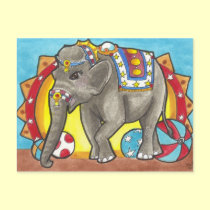 Circus Elephant fantasy art postcard postcards